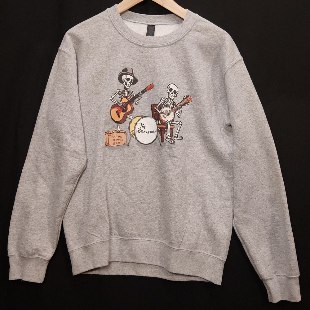 Gildan The Bonafides Skeleton Band Graphic Sweatshirt Gray Mens Small
